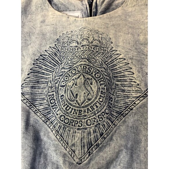 Vintage Colours Blue Denim Dress Womens 12 With Embroidered Detail & Back Zipper - Picture 16 of 16